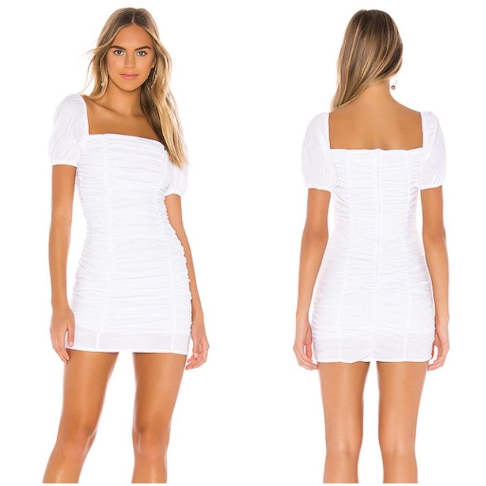 Revolve Superdown Rumor Ruched Dress in White Size Extra Small